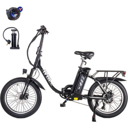 AVDLEU - Vélo Électrique Pliable 20" - Moteur 250W - Batterie 48V 14.25Ah - 50 à 100km (Mode ASSIST) - 7 vitesses SHIMANO - Noir