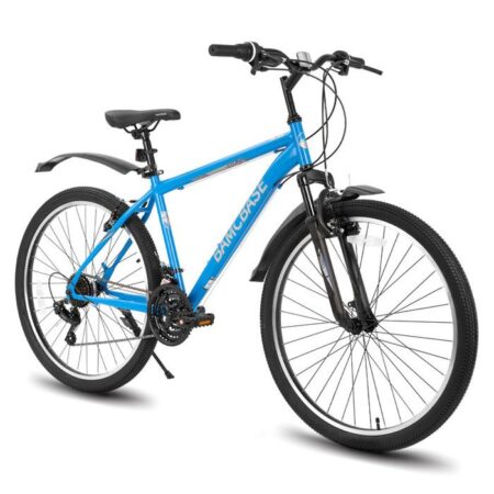 HILAND 27,5 pouces VTT,21 vitesses pour hommes et femmes, cadre en acier haute résistance, freins en V, vélo hardtail adulte,Bleu