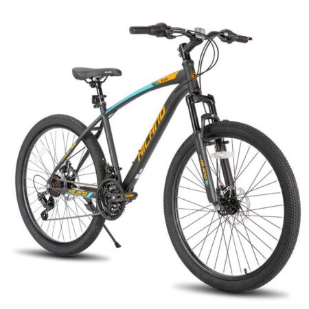 HILAND VTT 27,5 Pouces Tout Terrain,Vélo 21 Vitesses avec Cadre en Acier,Vélo de Montagne avec Fourche à Suspension-Orange