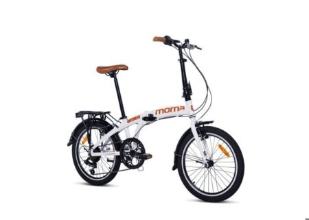 Moma Bikes - Vélo de Ville Pliant 20"- Cadre Alu - SHIMANO 7 Vitesses - Selle Comfort - Blanc