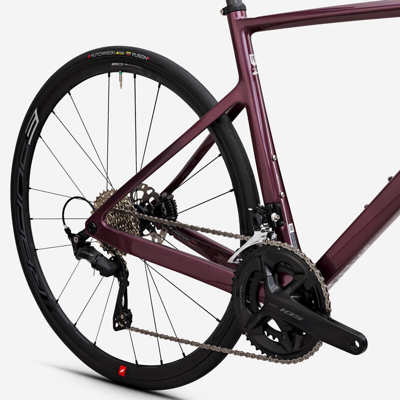 VELO DE ROUTE EDR CF SHIMANO 105 12 VITESSES FEMME BORDEAUX – Image 5