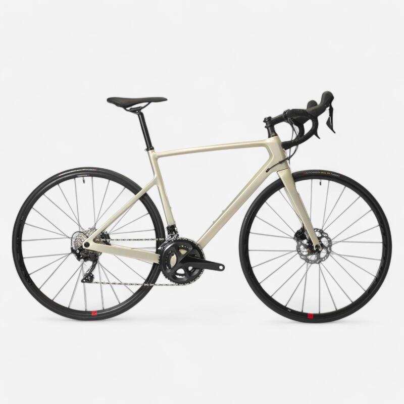 Vélo route femme EDR carbone Disc shimano 105 beige