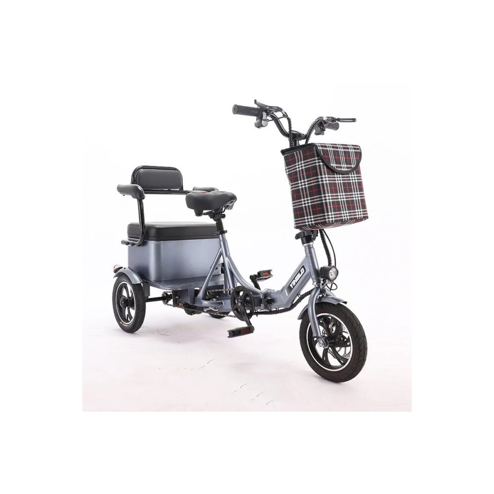 PASS 2 – Trottinette électrique tricycle 3 roues pour 2 personnes avec pédale à assistance électrique VAE