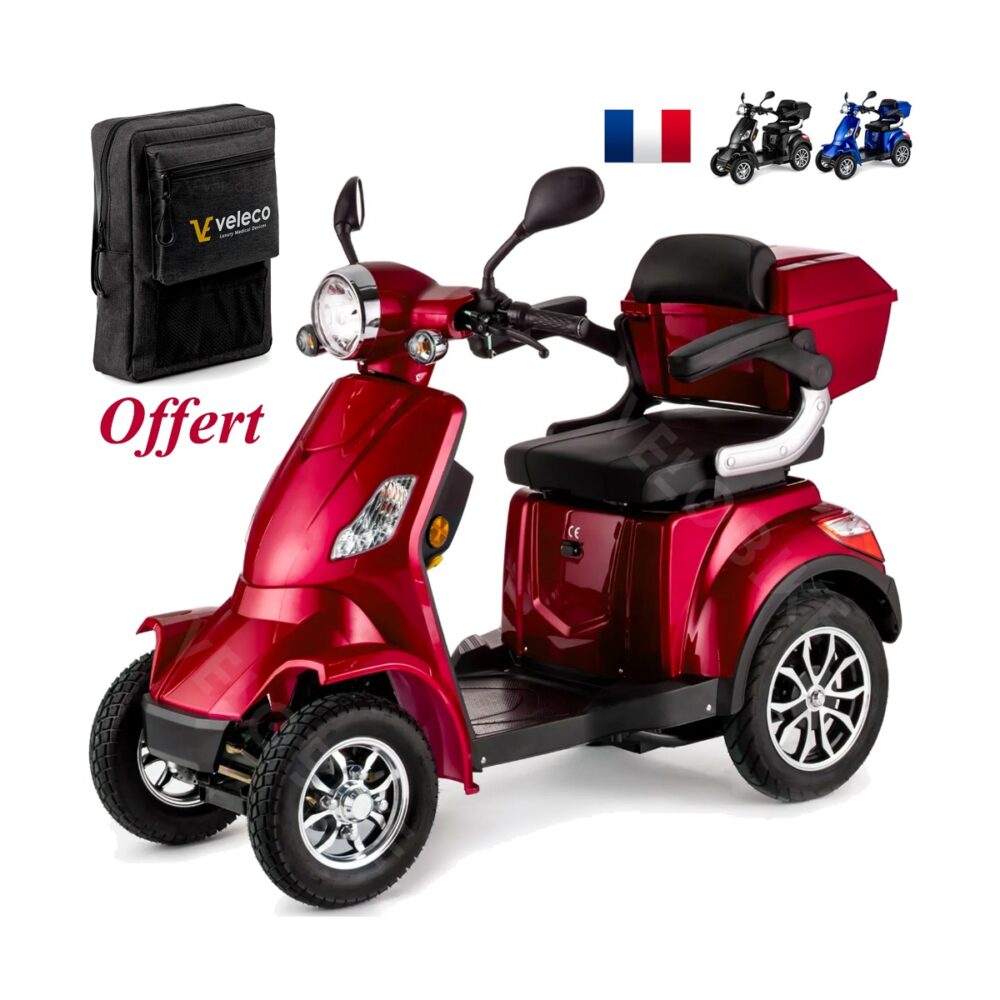 Scooter électrique 4 roues pour seniors et PMR personnes à mobilité réduite VELECO FASTER 1000 watts