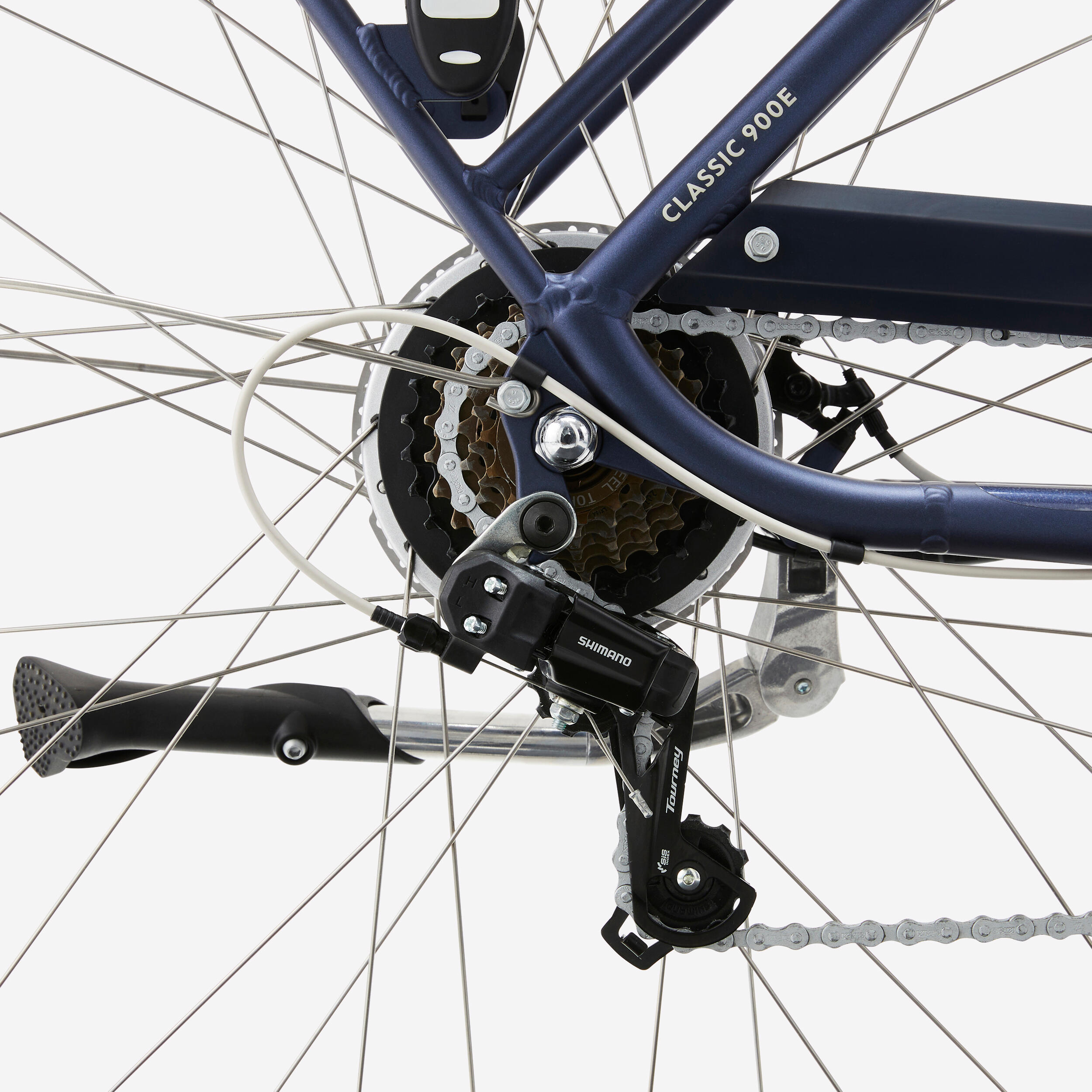 VELO DE VILLE ELECTRIQUE ELOPS 900 E CADRE BAS BLEU FONCE