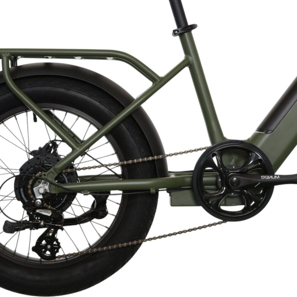 Vélo Cargo Shortail Électrique Bicyklet Shimano Altus 7V 670 Wh 20'' Vert Kaki