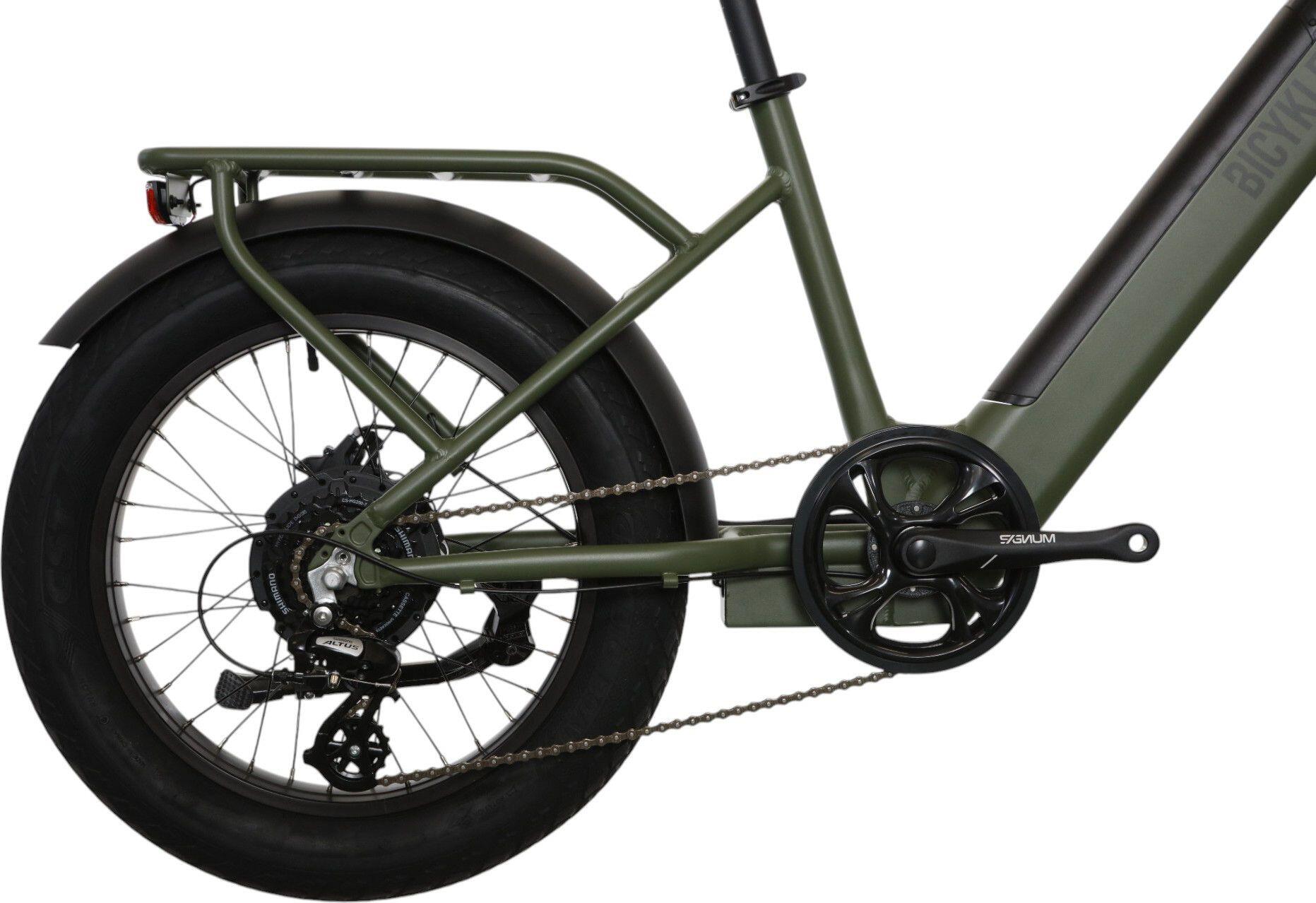 Vélo Cargo Shortail Électrique Bicyklet Shimano Altus 7V 670 Wh 20'' Vert Kaki