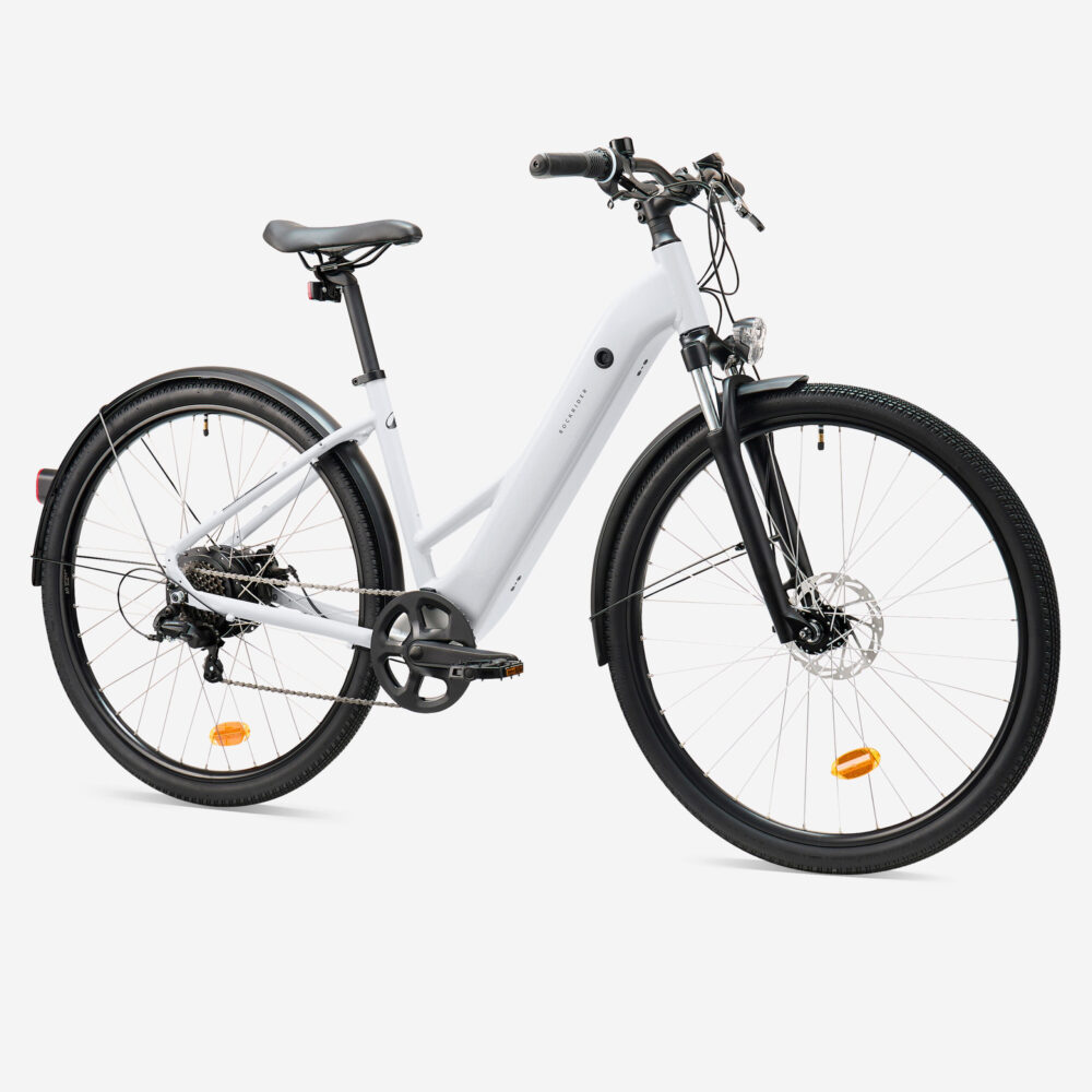 Vélo tout chemin électrique cadre bas, e-actv 100 gris perle