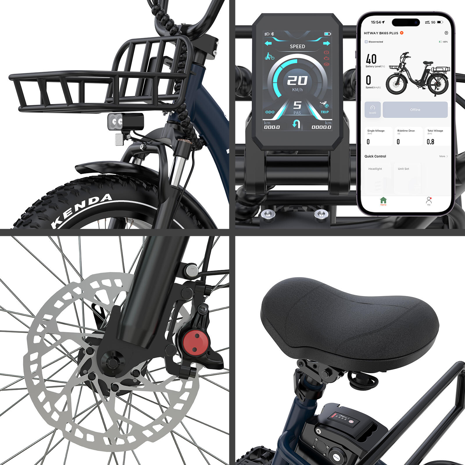 Vélo cargo électrique pliant 20*4,0", pneus fat, 1296Wh, BK6S PLUS – Image 4