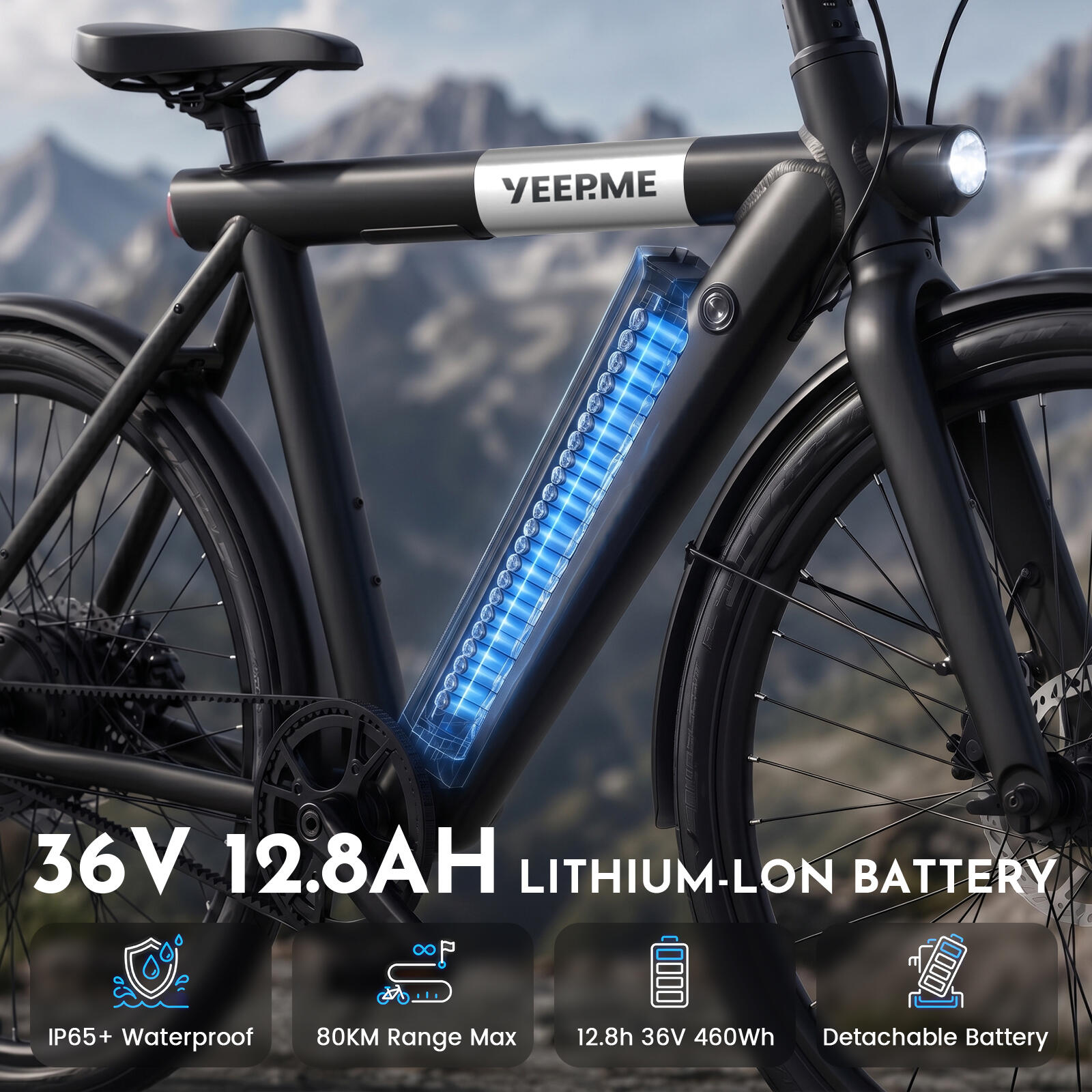 Vélo électrique DAY SPORT RC Noir 28'' 80km 460Wh Courroie, PB AR