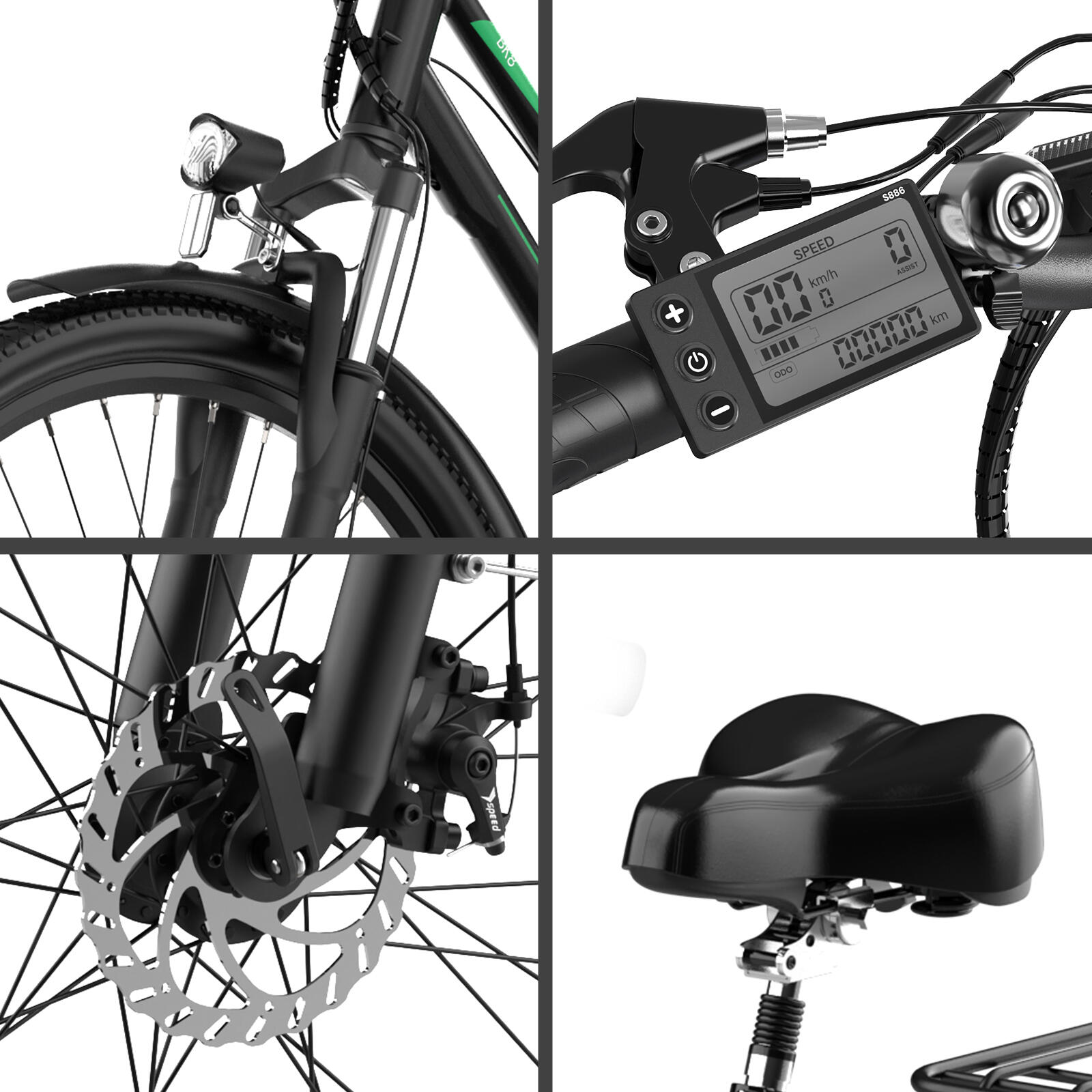 Vélo Électrique 26" 250W Batterie 36V 12Ah Autonomie 90KM BK8 – Image 3