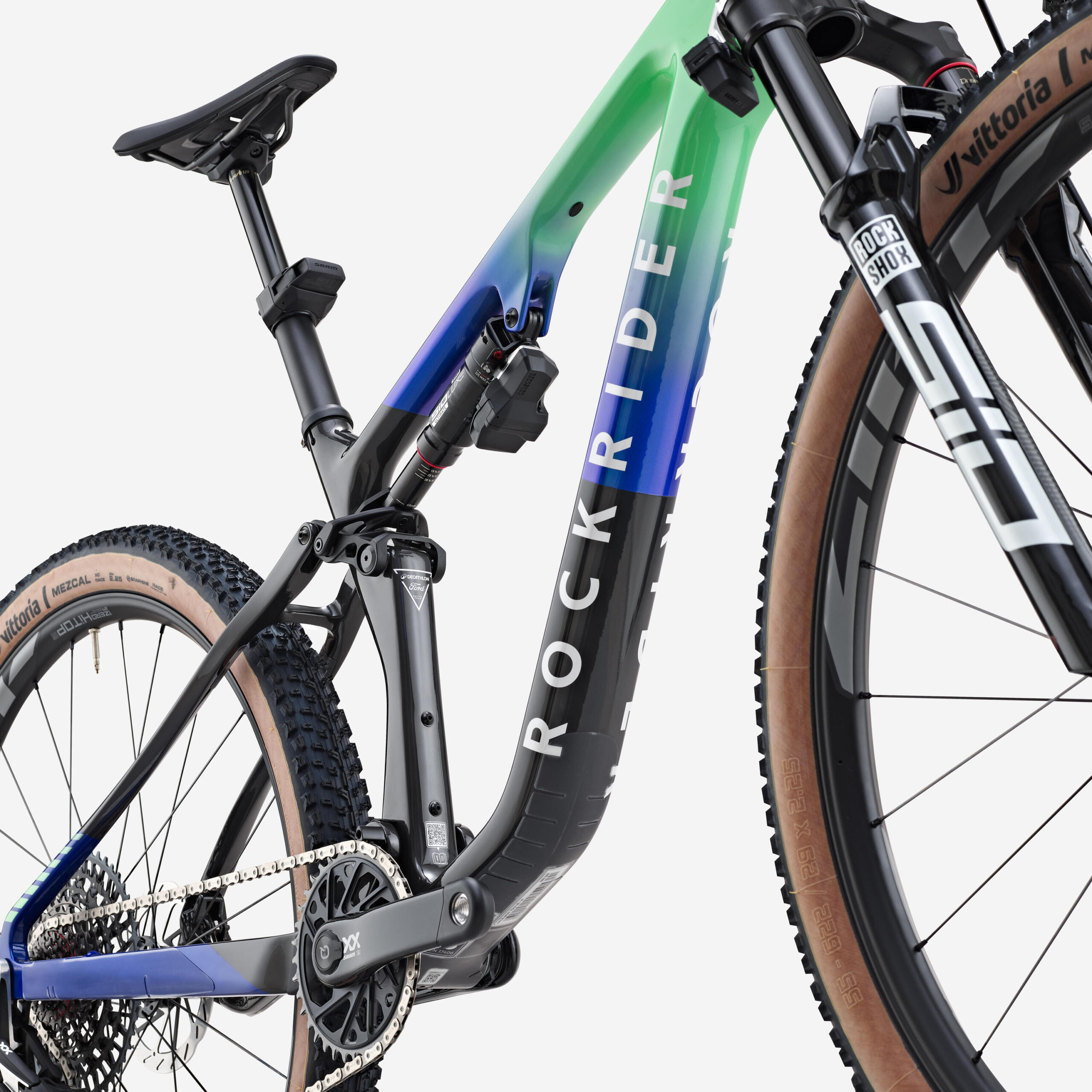 Vélo VTT tout-suspendu XC 29" cadre carbone, RACE 940 S TEAM bleu vert – Image 2