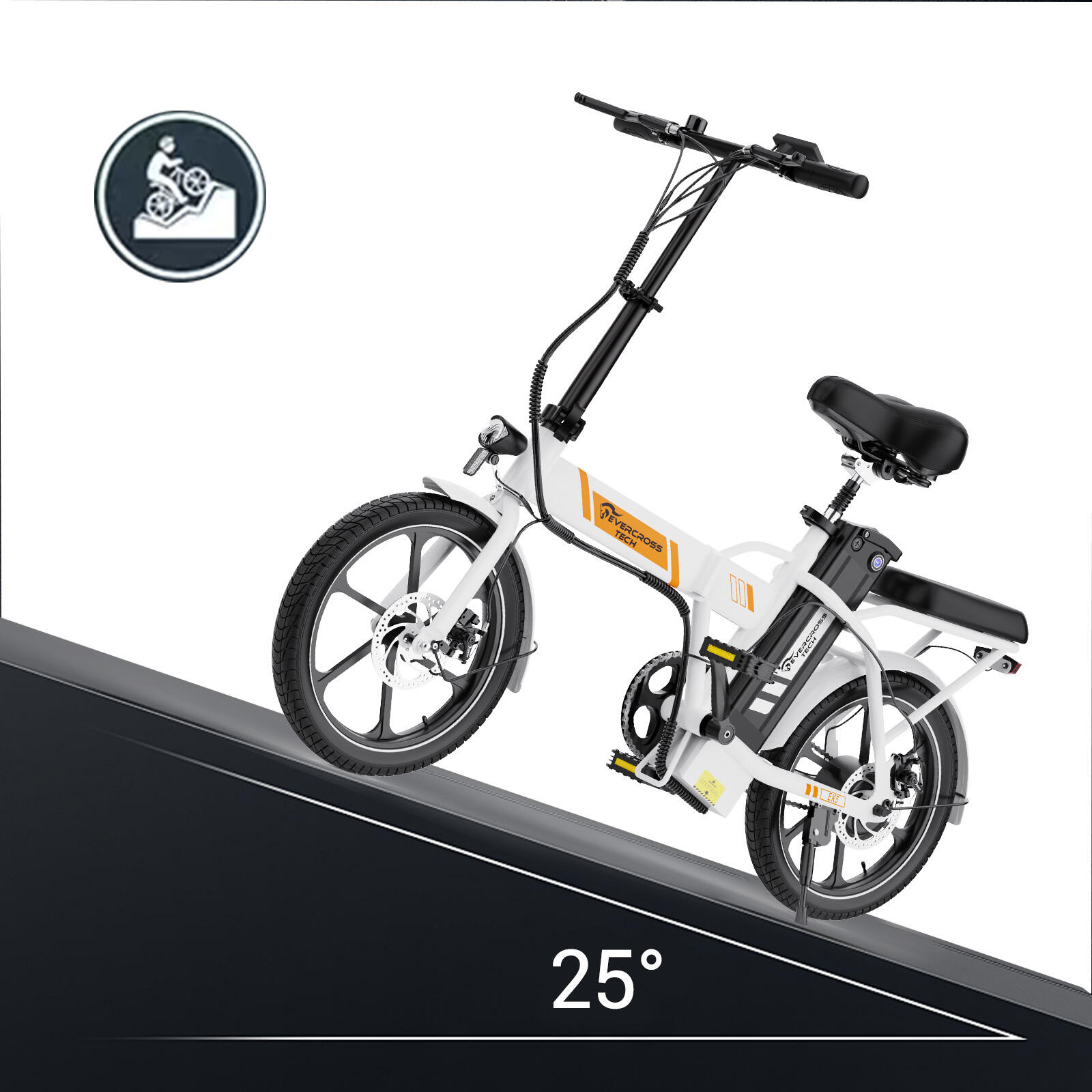 Vélo Électrique Pliable 250W Compact et Léger – EVERCROSS EK5 Blanc – Image 2
