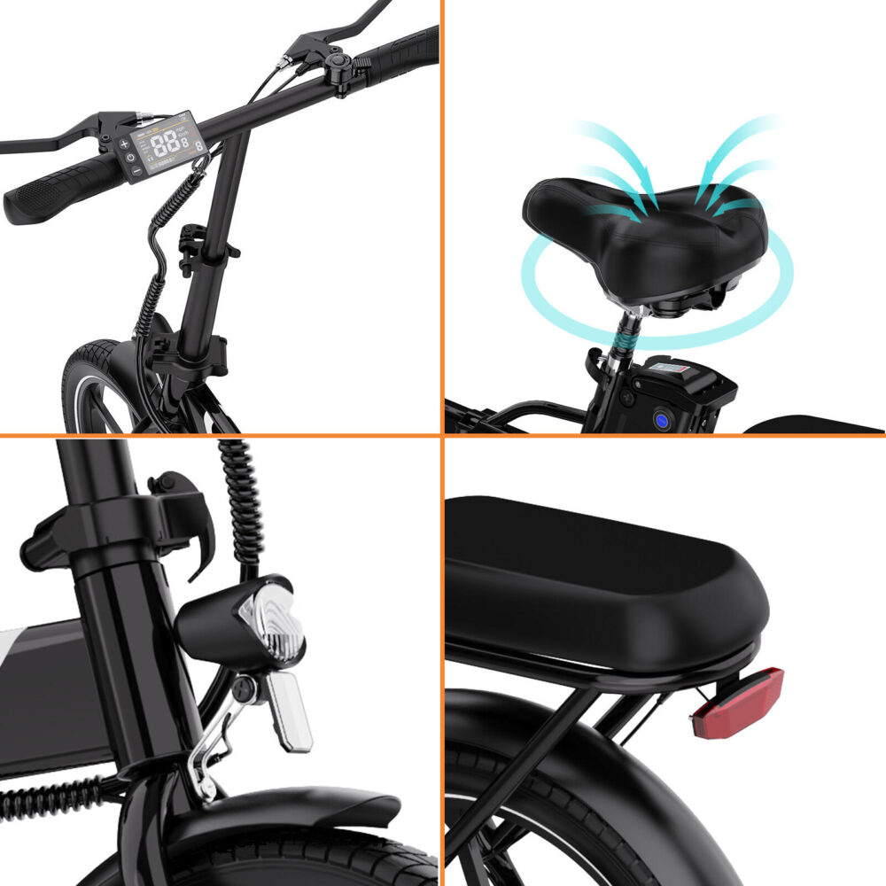 Vélo Électrique Pliable 250W Compact et Léger – EVERCROSS EK5 Noir