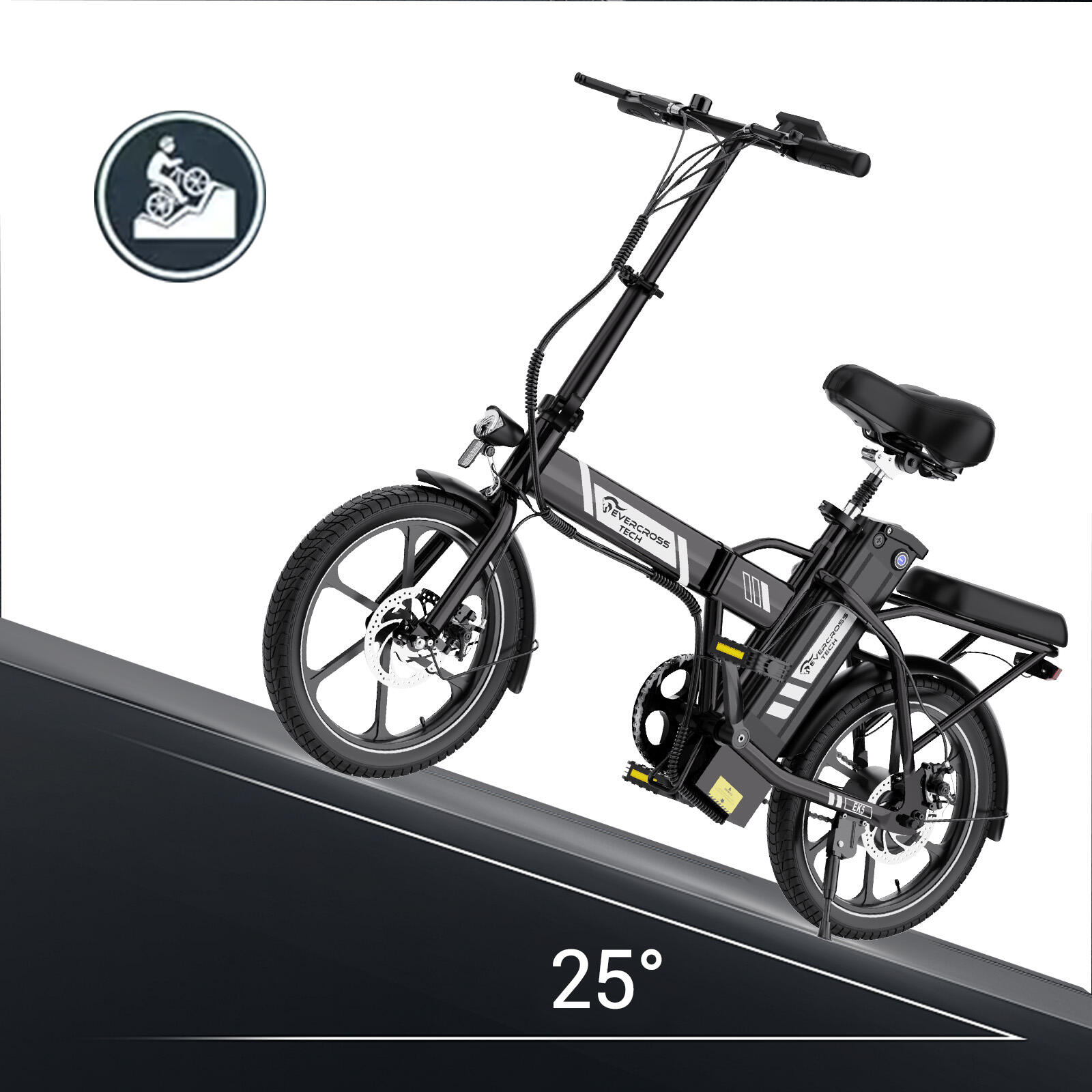 Vélo Électrique Pliable 250W Compact et Léger – EVERCROSS EK5 Noir – Image 2