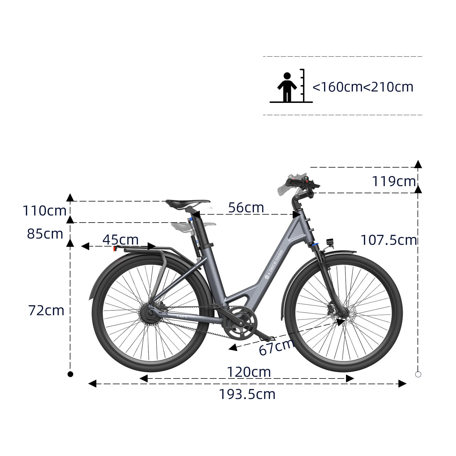 ADO Air28 Vélo électrique, 28" Ebike, Entraînement par Courroie, APP, 250W, 36V – Image 5