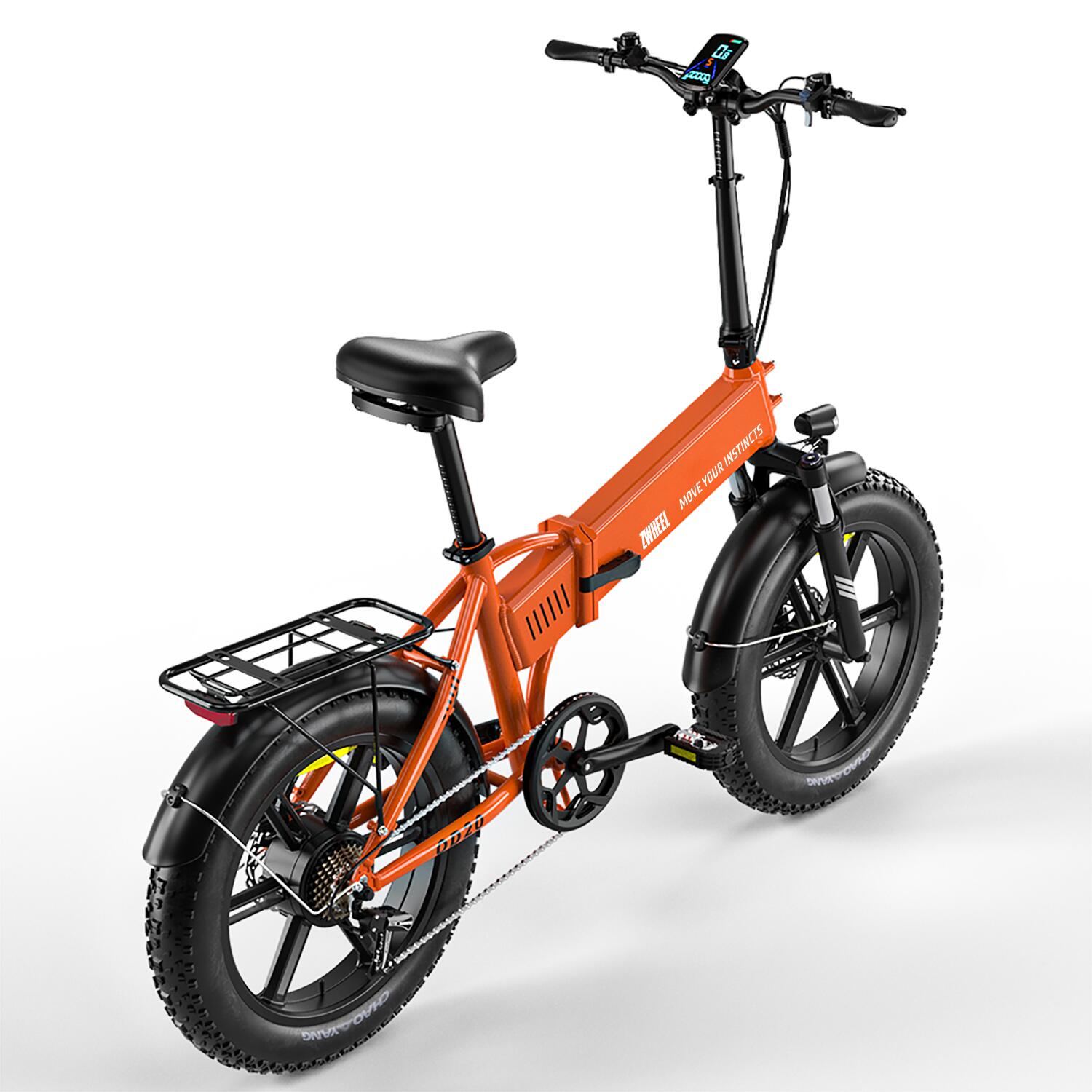 Vélo électrique pliable ZWheel Urban Flux, 250W, 55 Nm, 13Ah, 100 km, orange