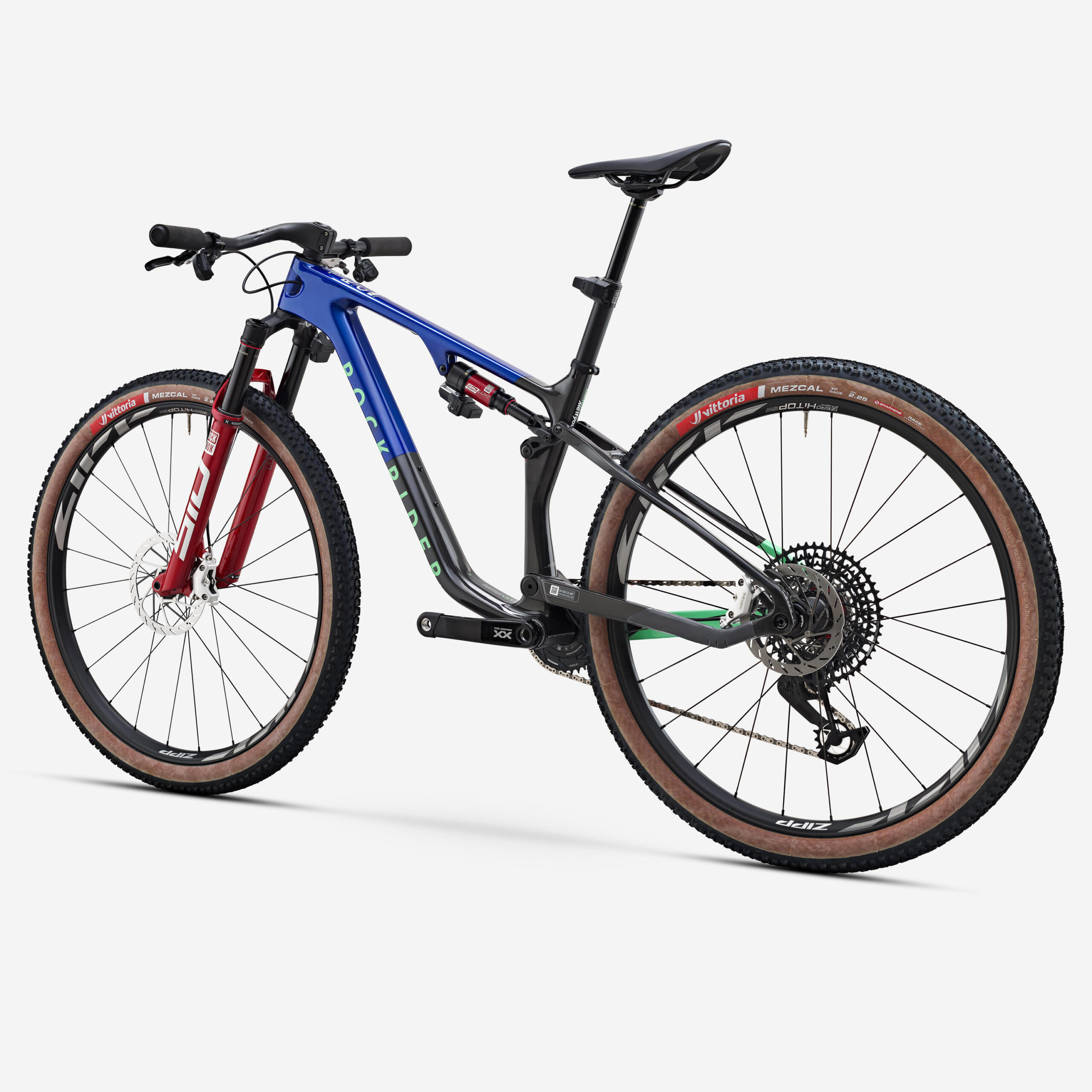 Vélo VTT tout-suspendu XC 29" cadre carbone, RACE 940 S PRO TEAM bleu vert rouge