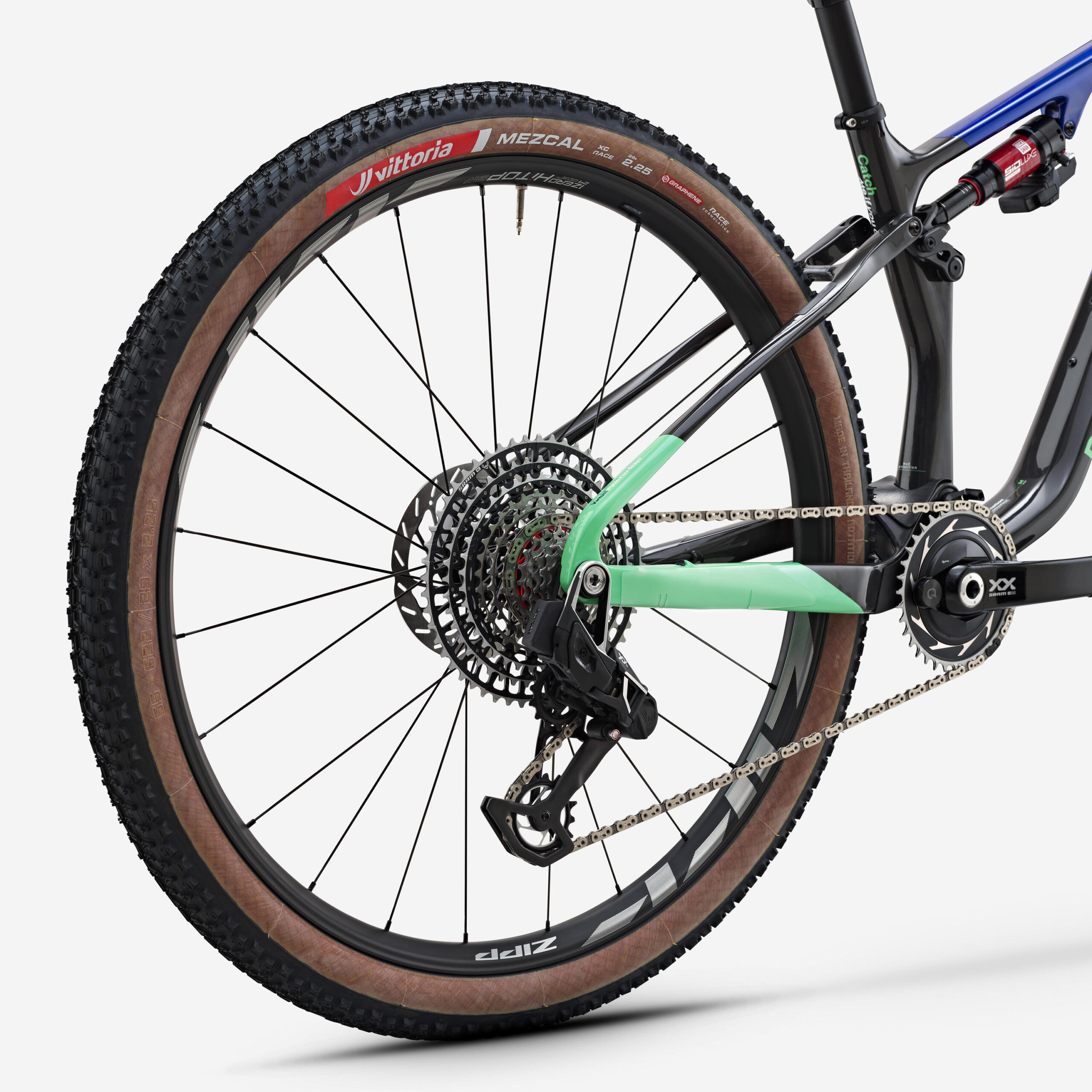 Vélo VTT tout-suspendu XC 29" cadre carbone, RACE 940 S PRO TEAM bleu vert rouge – Image 3