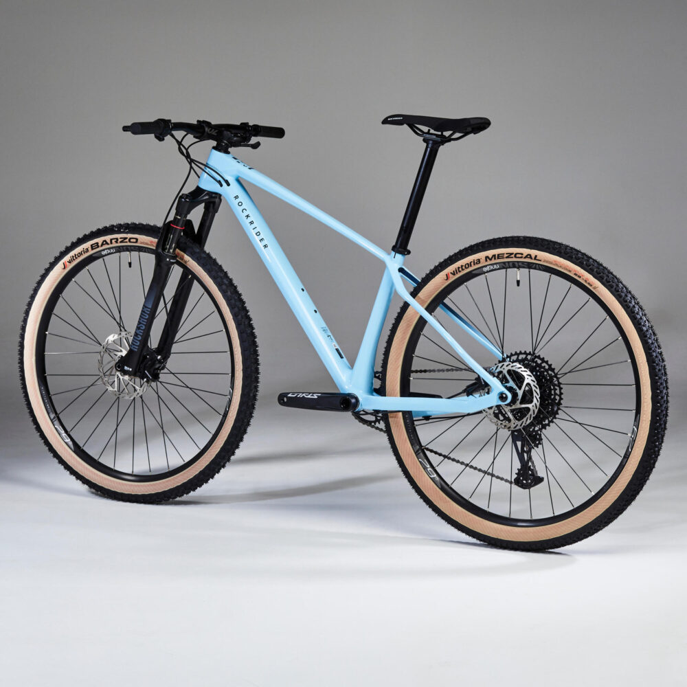 Velo vtt cross country race 740 cadre carbone bleu recon
