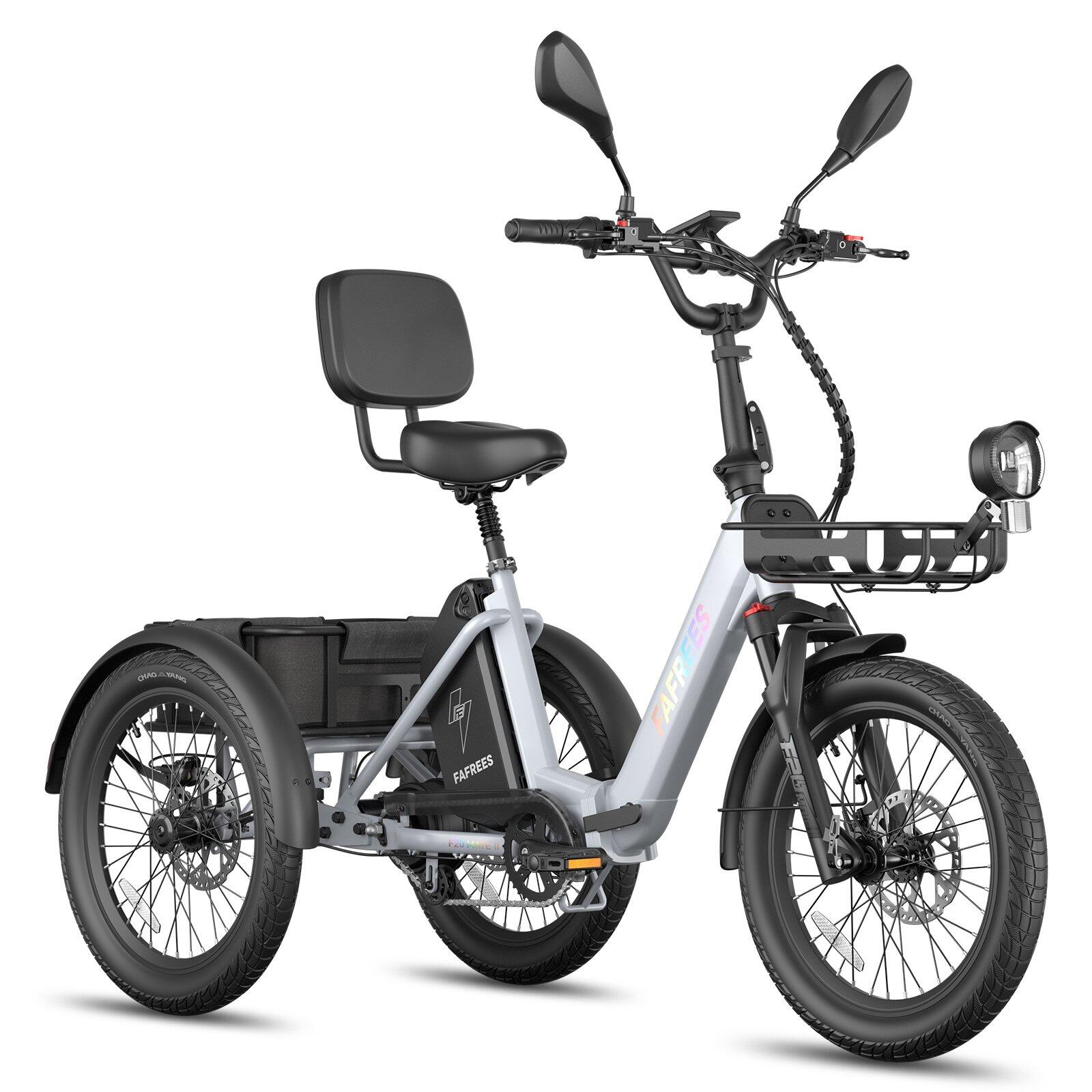 Tricycle Électrique F20 Mate II 48V 25Ah Freins Hydrauliques Paniers 180kg
