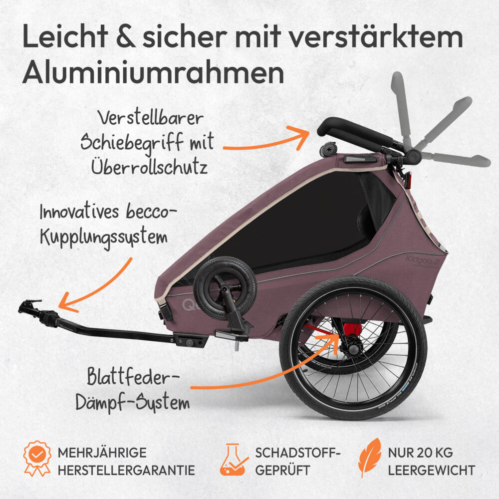 Remorque vélo Qeridoo Kidgoo 2  Wildberry Violet