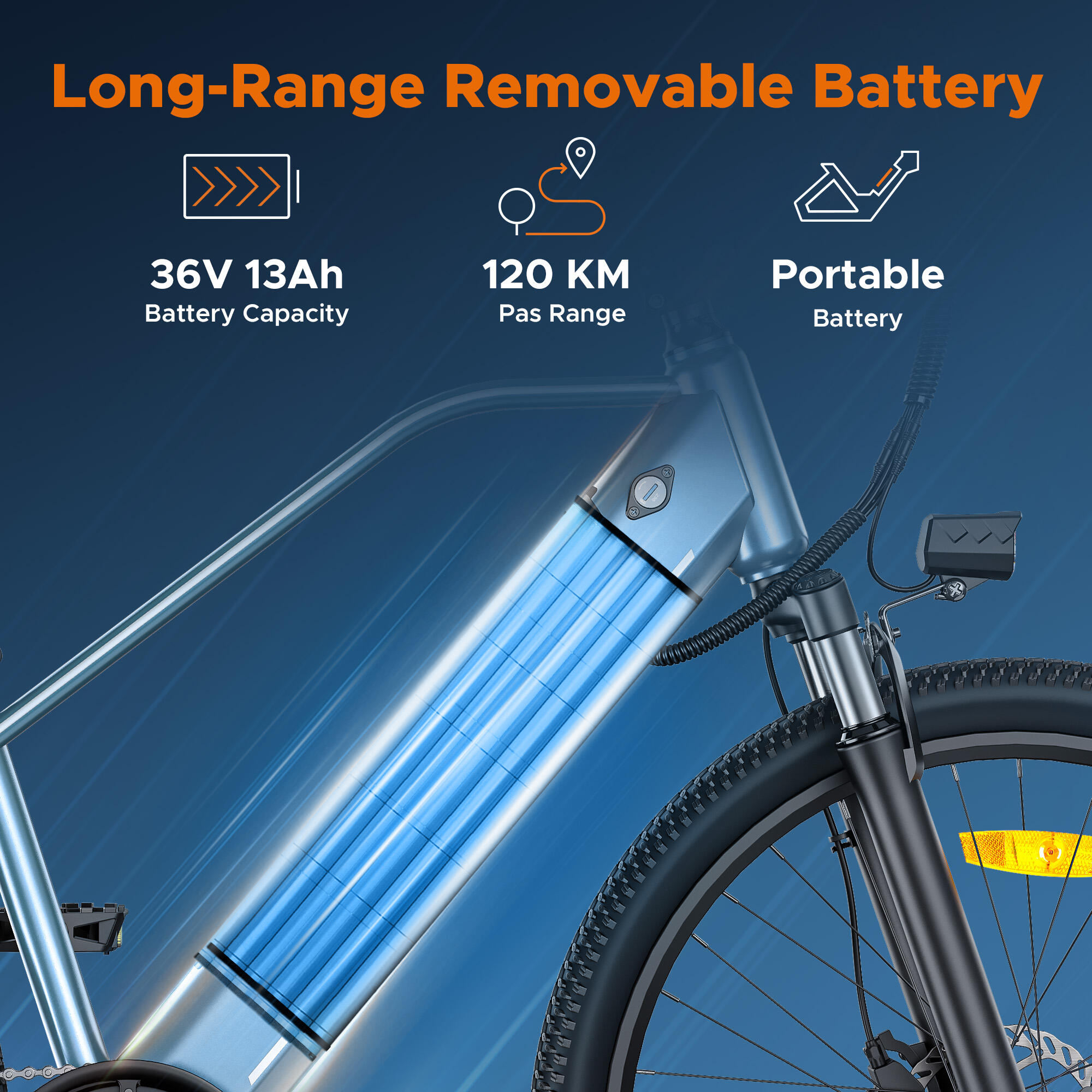 Vélo électrique HillMiles MileTrail 1, moteur 250 W, batterie 36 V 13 Ah – Image 2