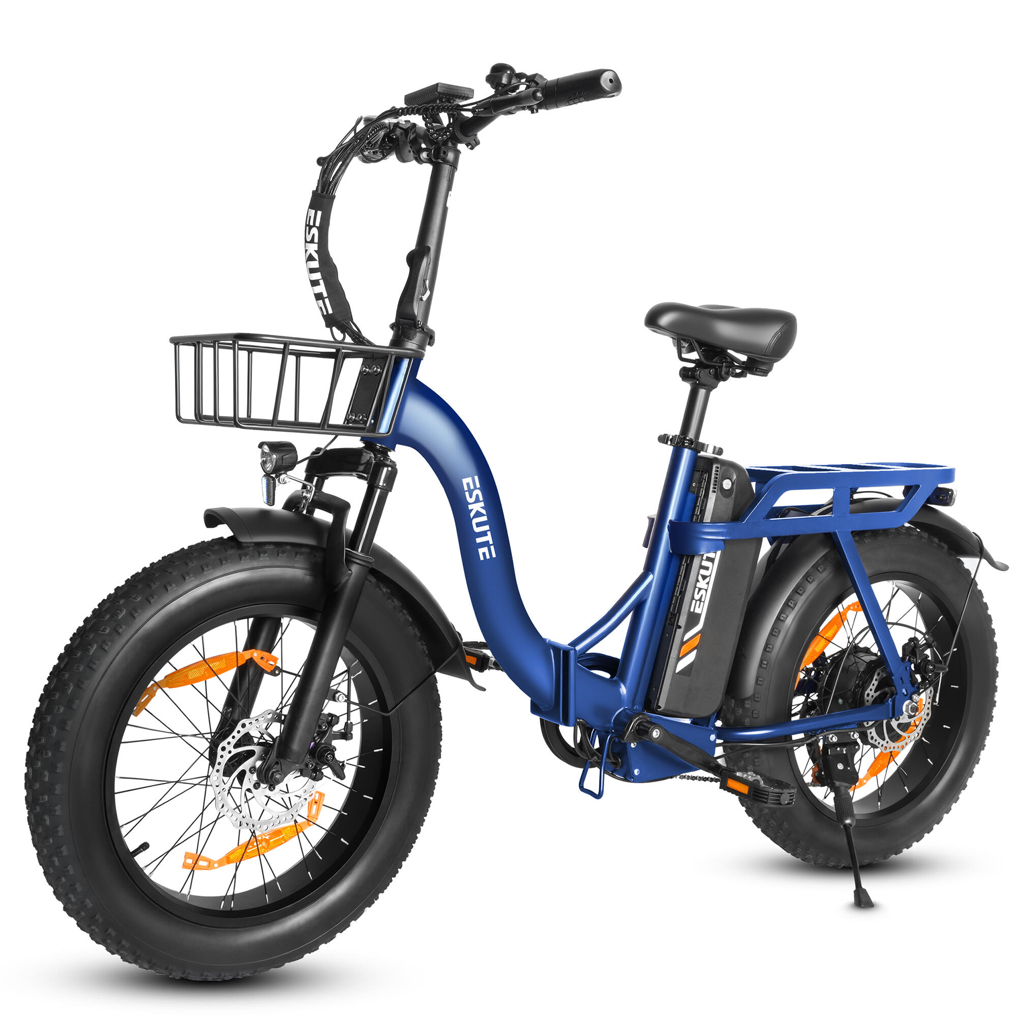 Vélo électrique pliable ESKUTE D202 avec panier avant et batterie 48 V 20,8 Ah – Image 2