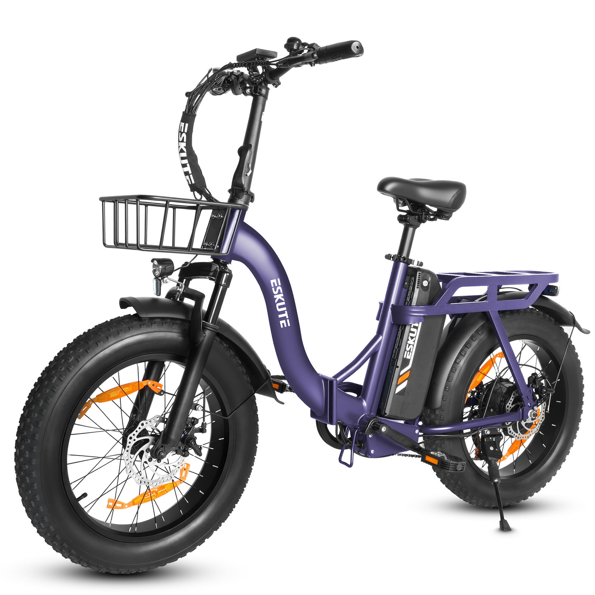 Vélo électrique pliable ESKUTE D202 avec panier avant et batterie 48 V 20,8 Ah – Image 2