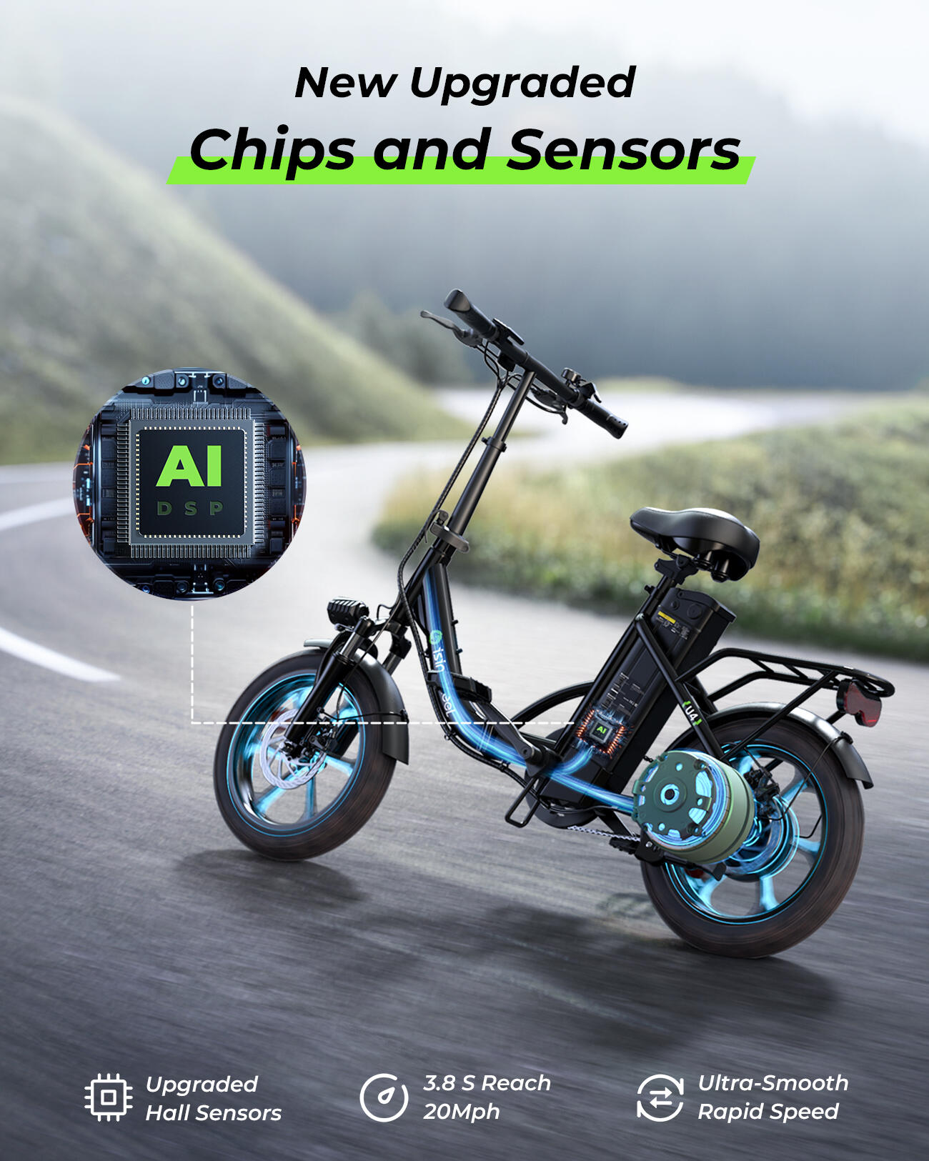 Vélo électrique Isinwheel U4 pour adultes, batterie 250 W 36 V 10,4 Ah, 16 pouce