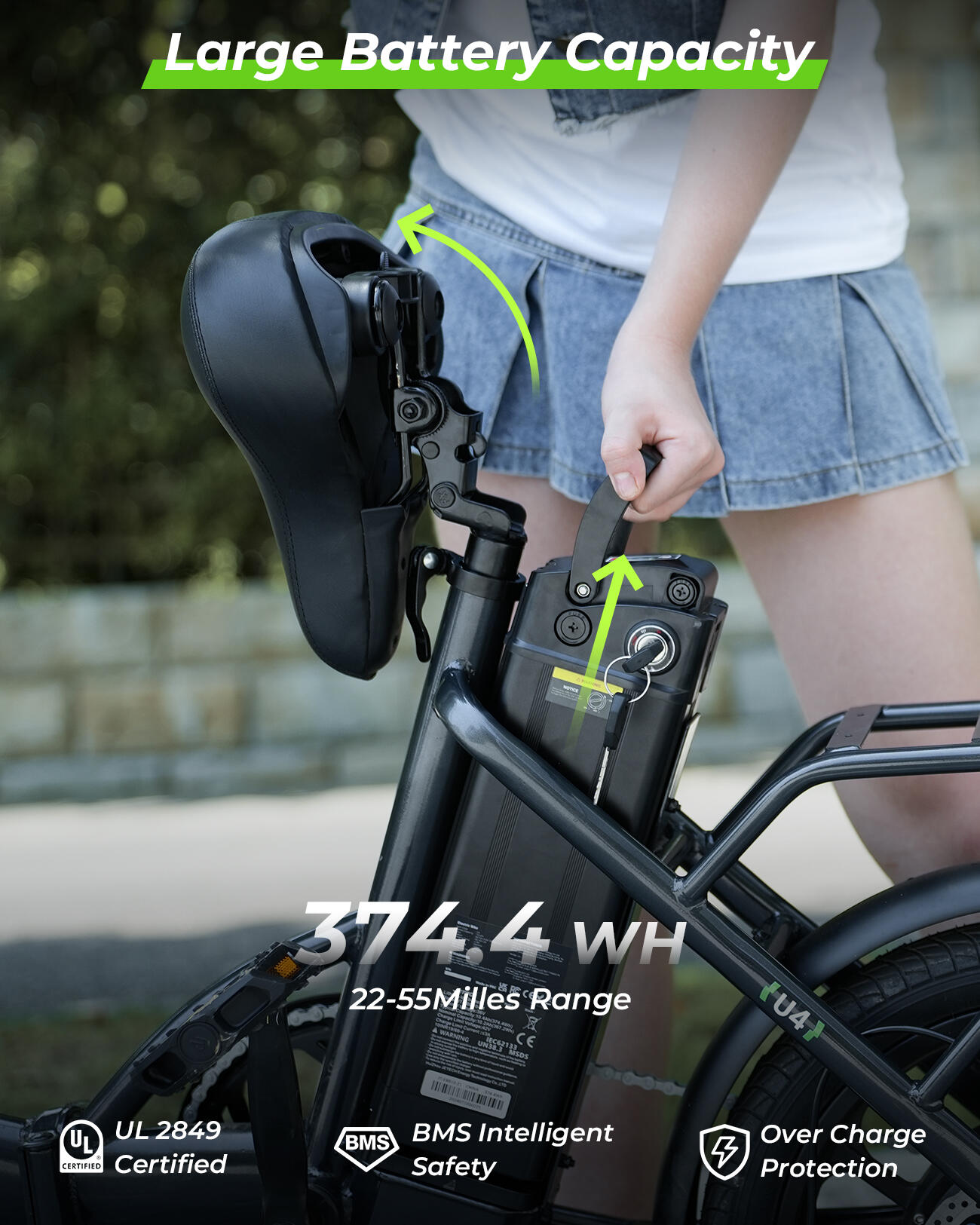 Vélo électrique Isinwheel U4 pour adultes, batterie 250 W 36 V 10,4 Ah, 16 pouce – Image 2