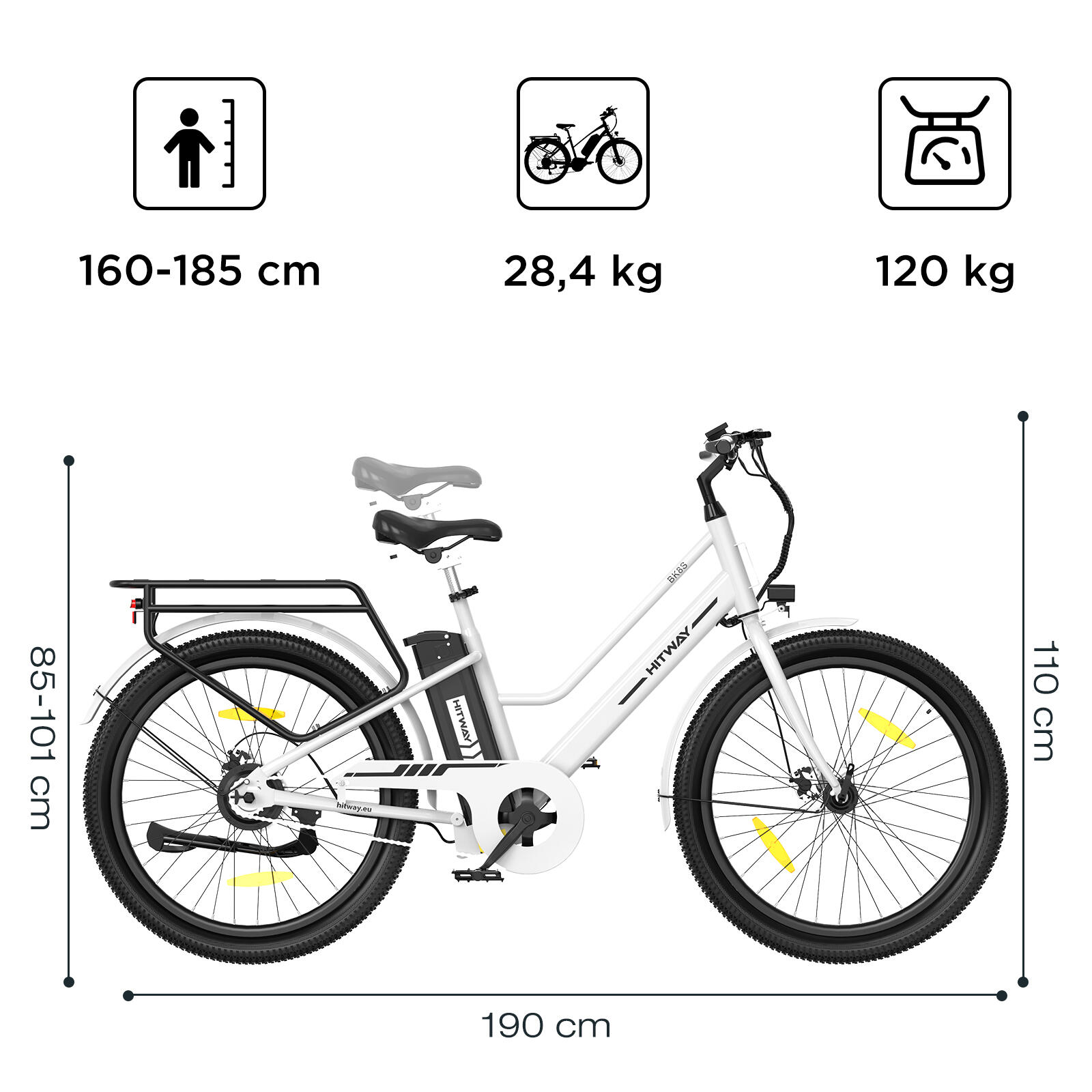 27,5" Vélo de ville électrique cadre bas 13Ah batterie amovible BK8S APP – Image 5