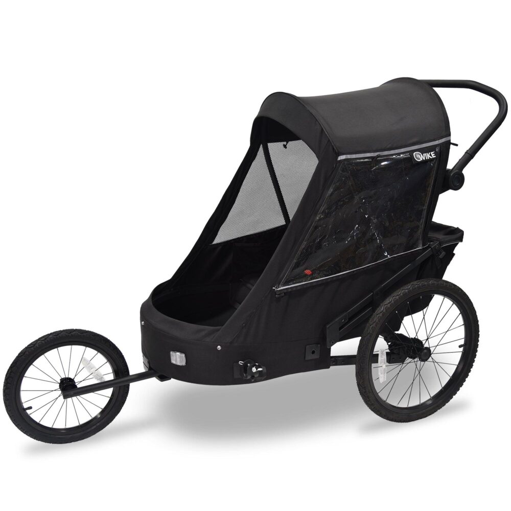 Remorque vélo à suspension WIKE Premium – comprend un kit poussette et joggeur