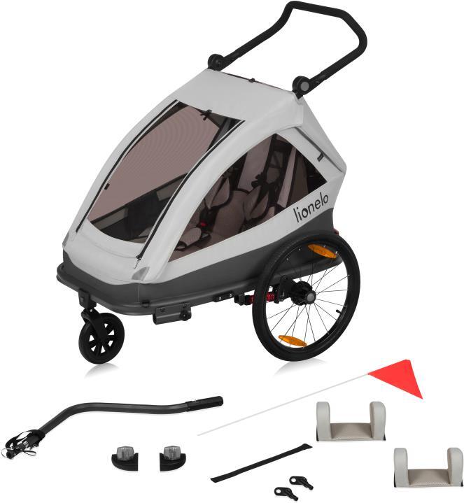 Remorque Vélo et Poussette Lionelo Cama 2 en 1 Suspension SIQ 2 Enfants – Image 3