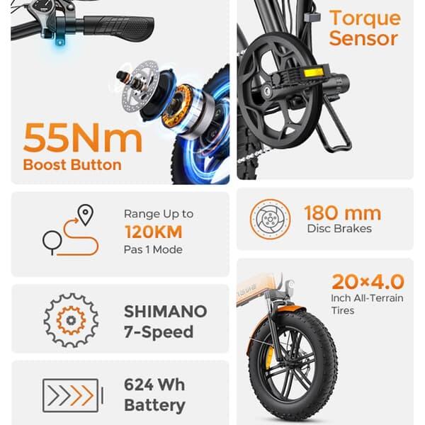 Vélo électrique pliant ENGWE EP-2 BOOST 48 V 13 Ah, pneus larges 20", autonomie