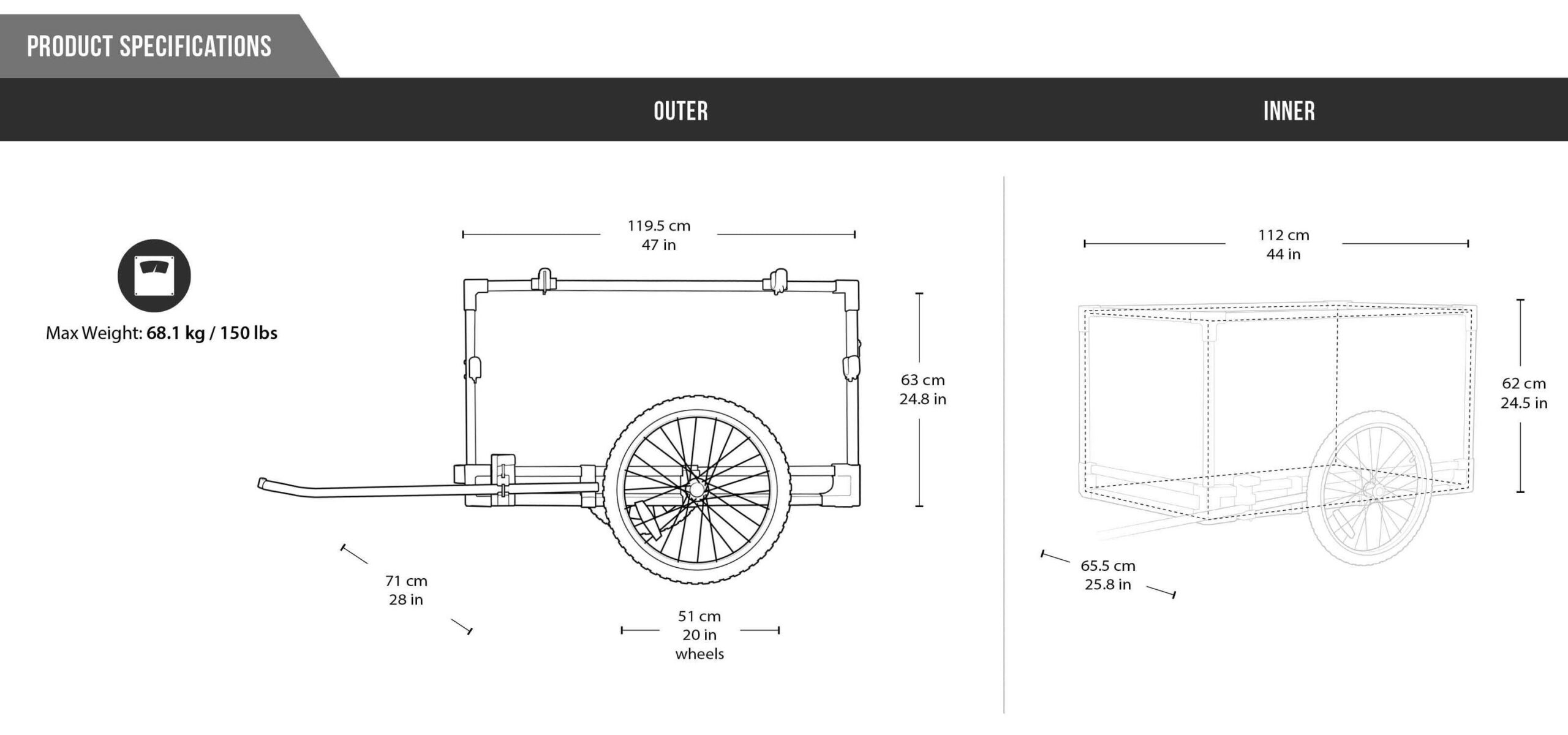 Remorque cargo cargo utilitaire et paysagère Wike pour vélo Wike – Image 2