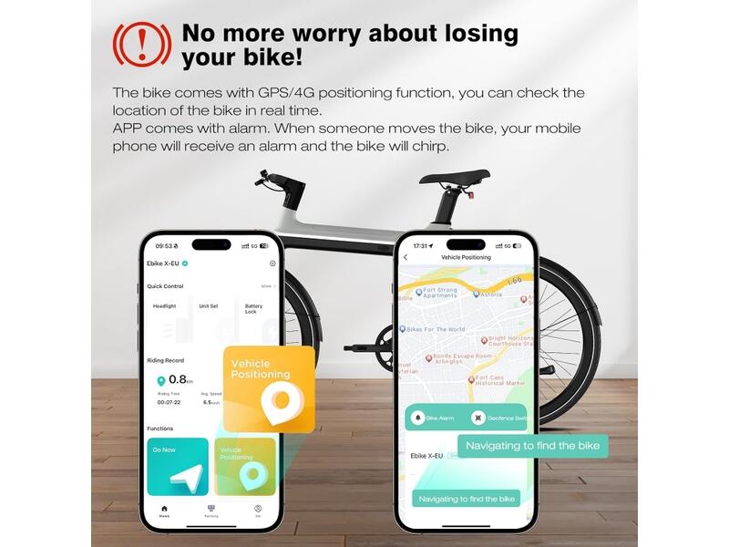 Vélo Ville Électrique 700C GPS 4G & Courroie EBIKE-X – Image 5