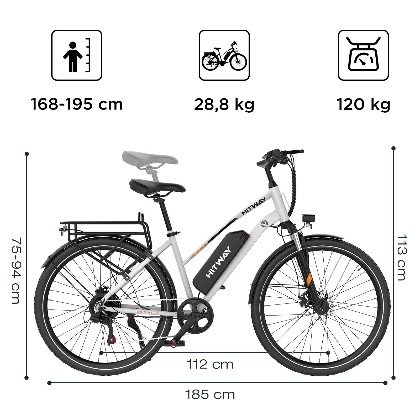 Vélo électrique de ville 28", batterie 468Wh, app, BK27S – Image 5