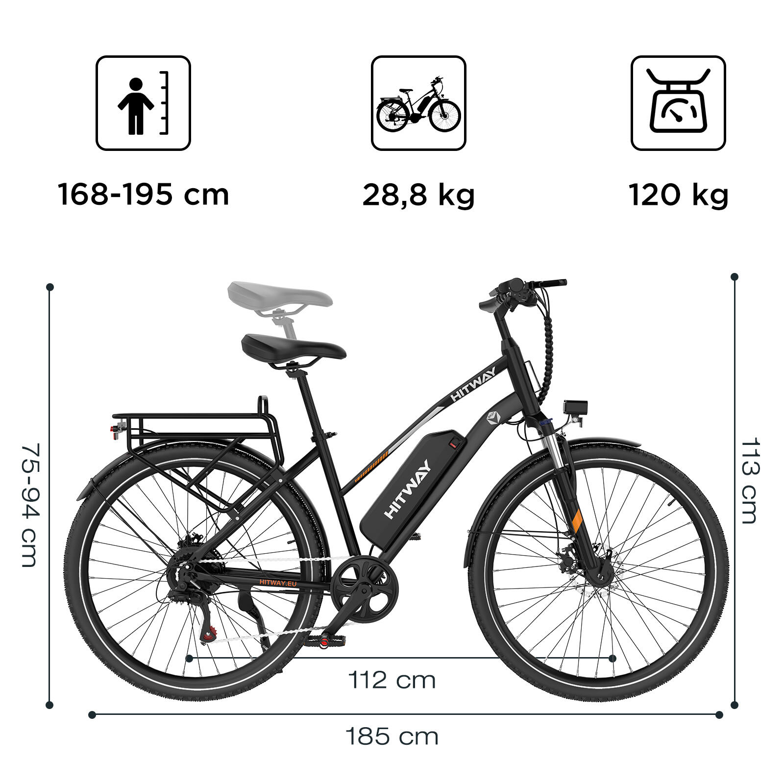 Vélo électrique de ville 28", batterie 468Wh, app, BK27S – Image 5