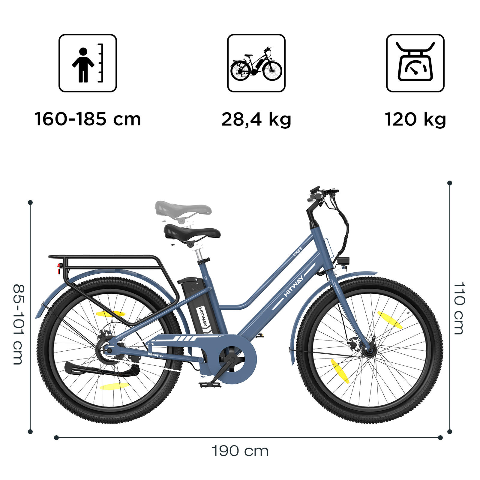 27,5" Vélo de ville électrique cadre bas 13Ah batterie amovible BK8S APP – Image 5