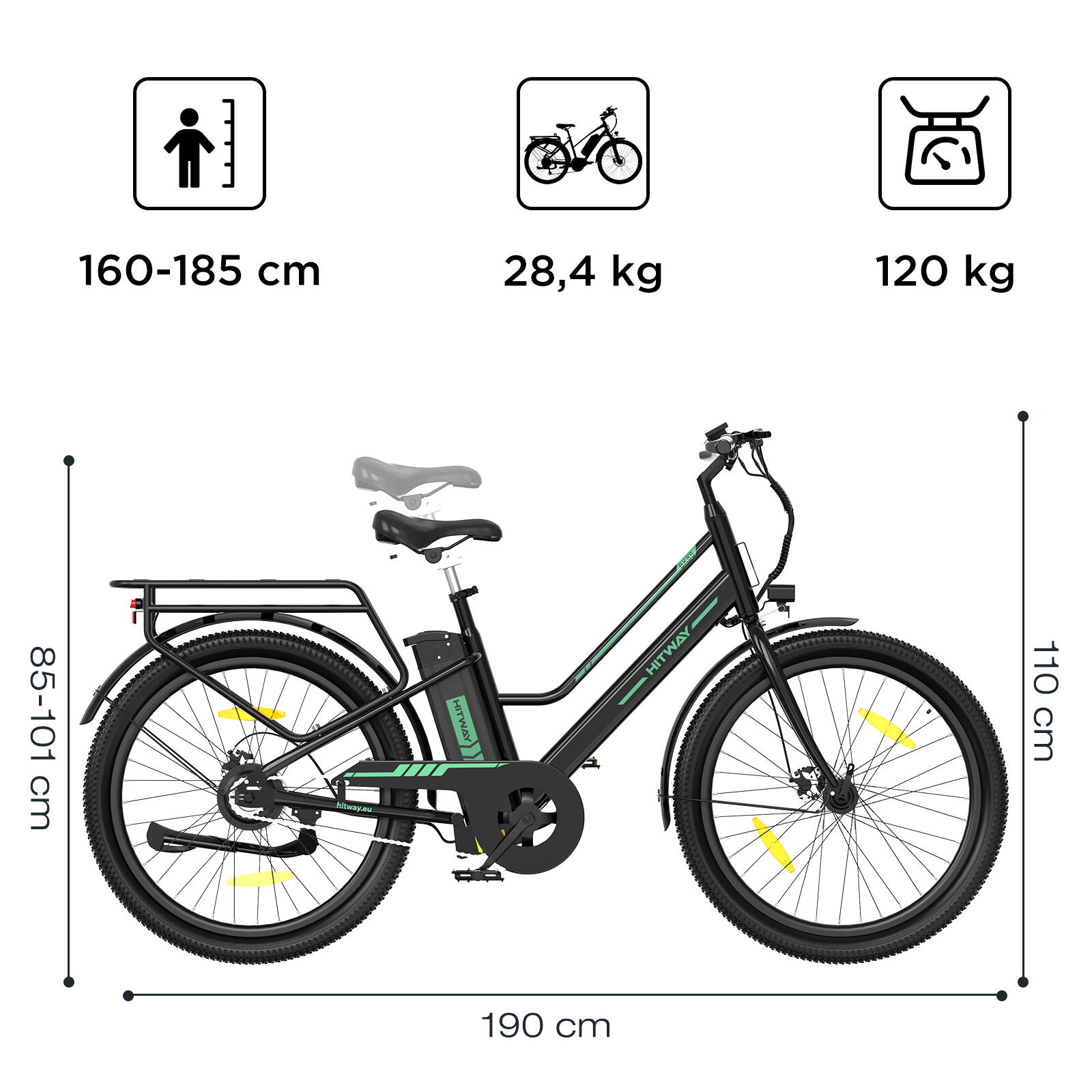 27,5" Vélo de ville électrique cadre bas 13Ah batterie amovible BK8S APP – Image 5