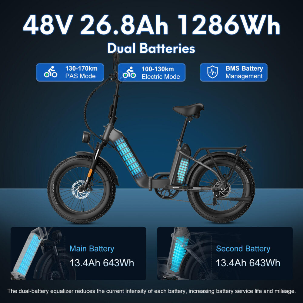 Vélo électrique pliant Fafrees FF20 Polar avec double batterie 48 V 26,8 Ah