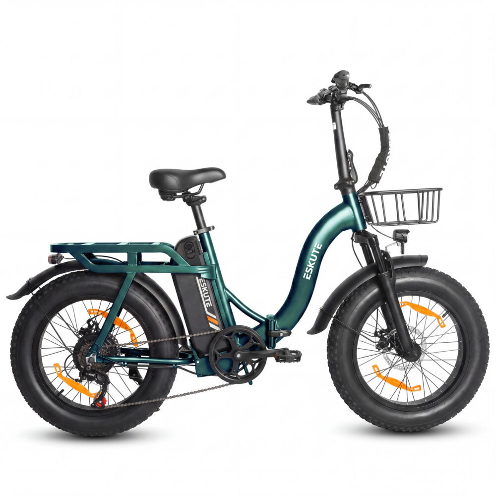 Vélo électrique pliant ESKUTE D202 avec panier avant et batterie 48 V 20,8 Ah