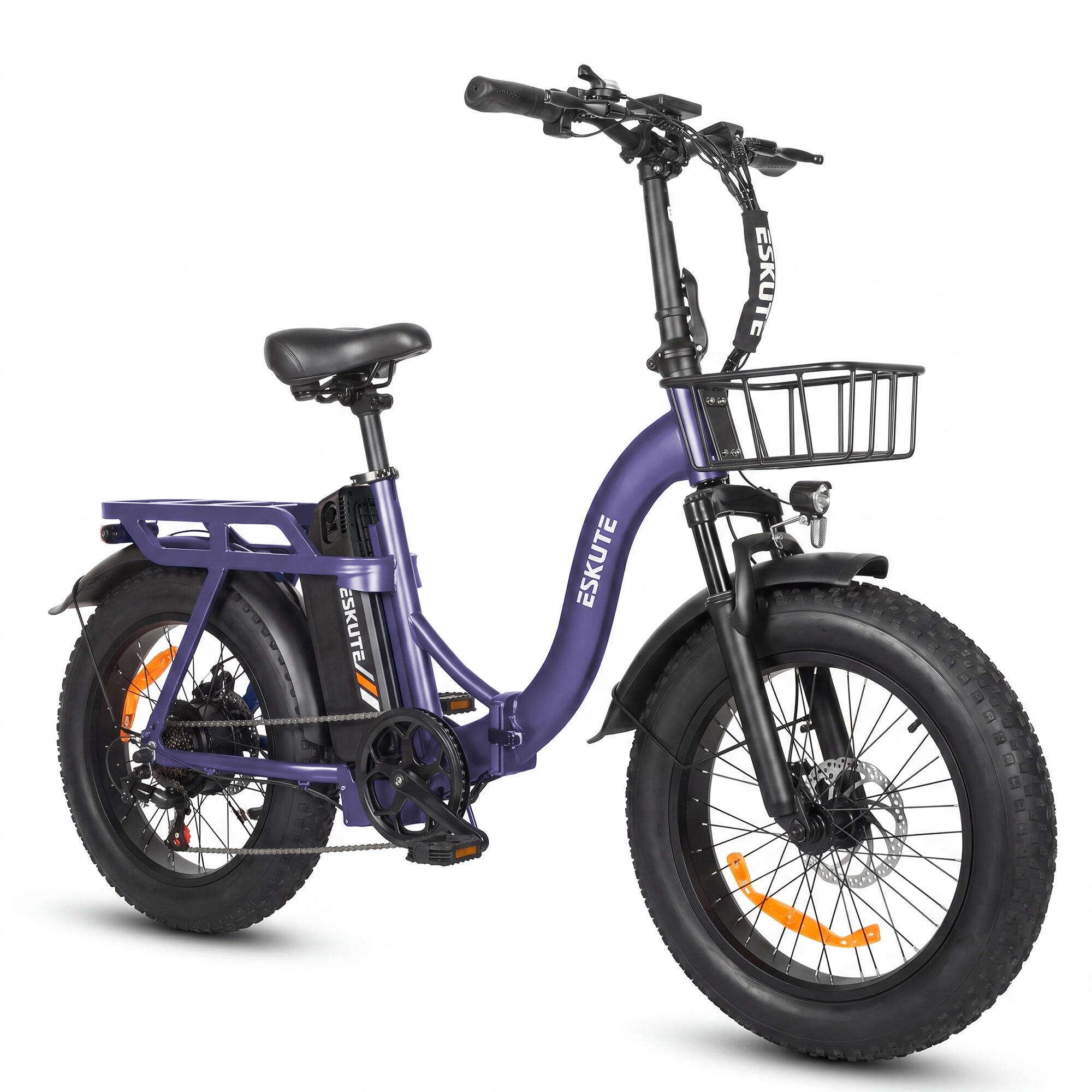 Vélo électrique pliant ESKUTE D202 avec panier avant et batterie 48 V 20,8 Ah – Image 2
