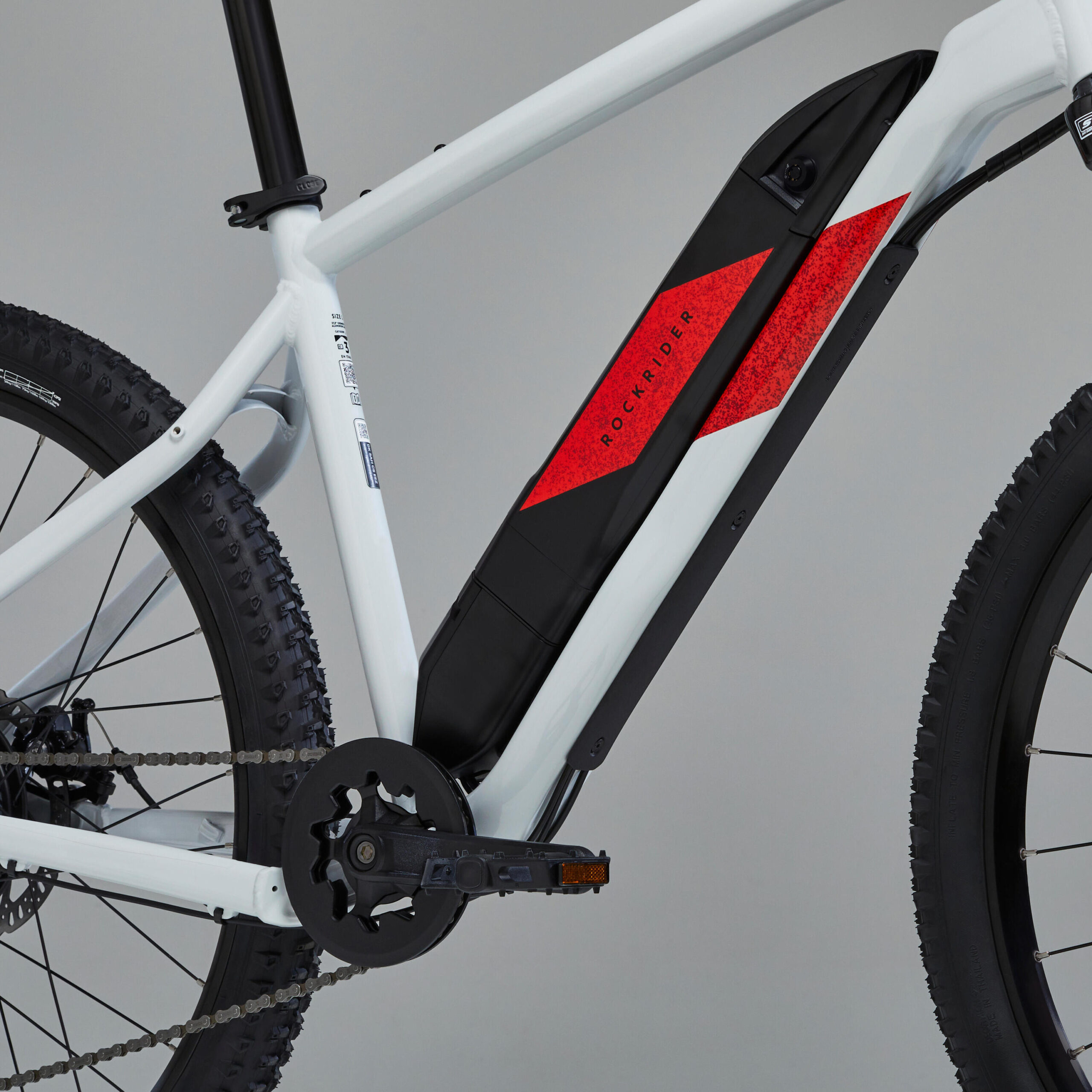 Vélo VTT électrique semi-rigide 27,5" - E-ST 100 Blanc Rouge – Image 2