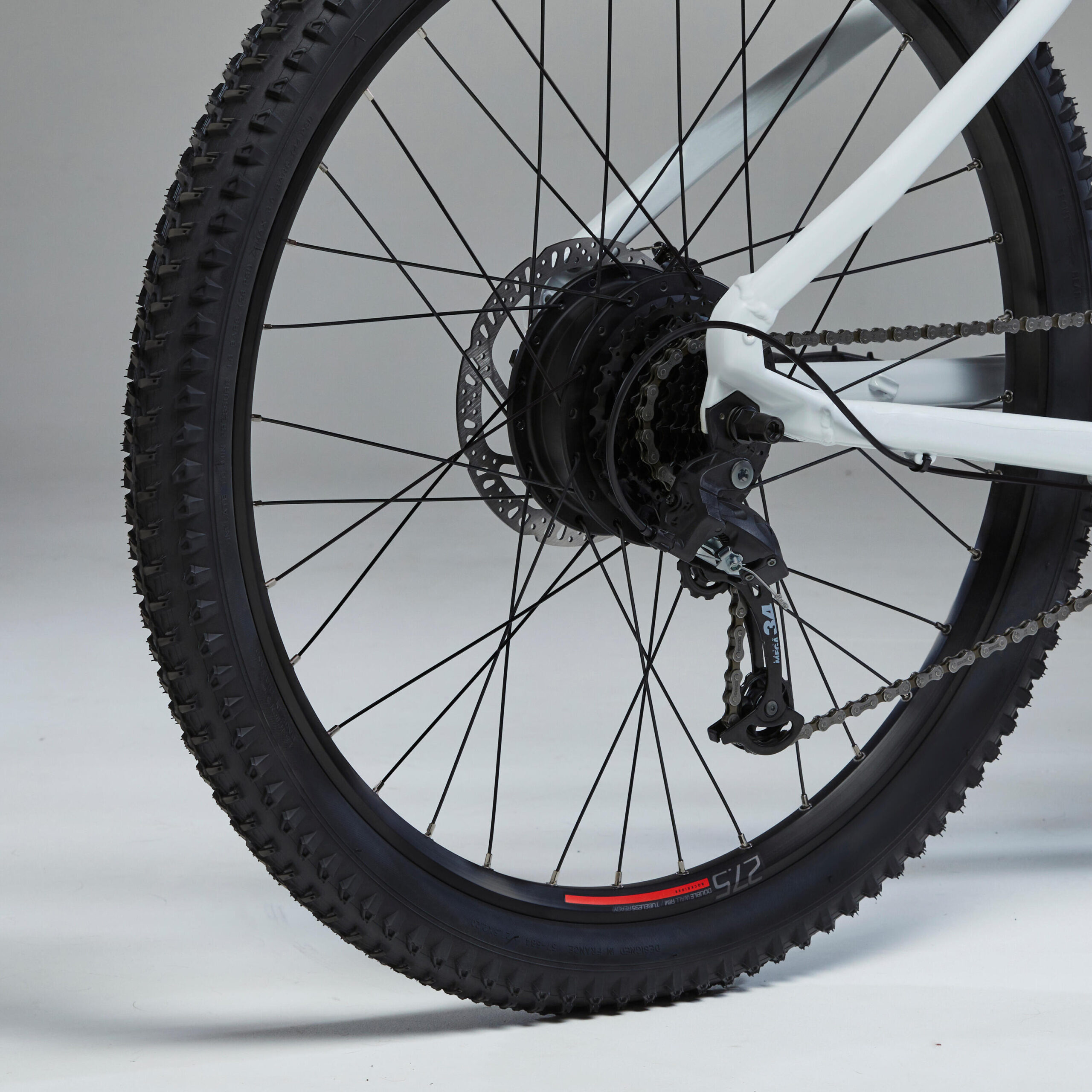 Vélo VTT électrique semi-rigide 27,5" - E-ST 100 Blanc Rouge – Image 3