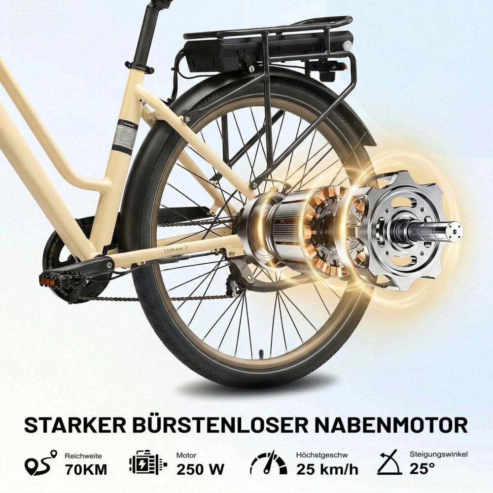 Vélo électrique Maxtron Urban7 Commuter avec batterie 36V 12,8AH, 7 vitesses.