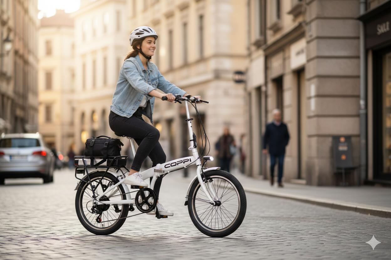 Vélo électrique pliant blanc COPPI CAPRI – Image 3