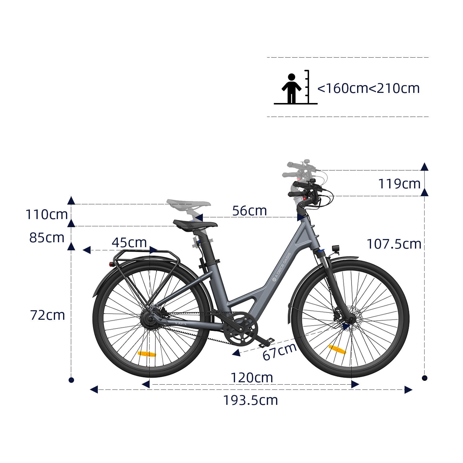ADO Air28 Vélo électrique, 28" Ebike, Entraînement par Courroie, APP, 250W, 36V – Image 5