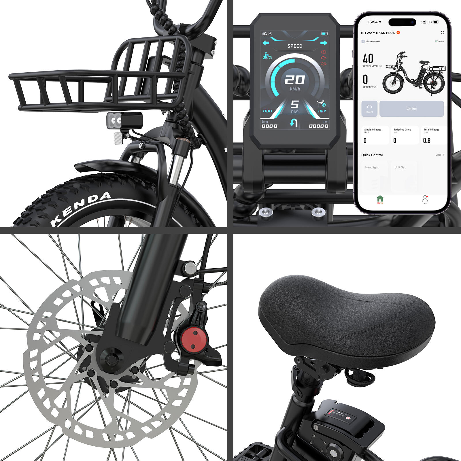 Vélo cargo électrique pliant 20*4,0", pneus fat, 1296Wh, BK6S PLUS – Image 4